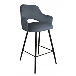 Hoker Milano BL14 aksamit Bluvel szary, czarna podstawa
