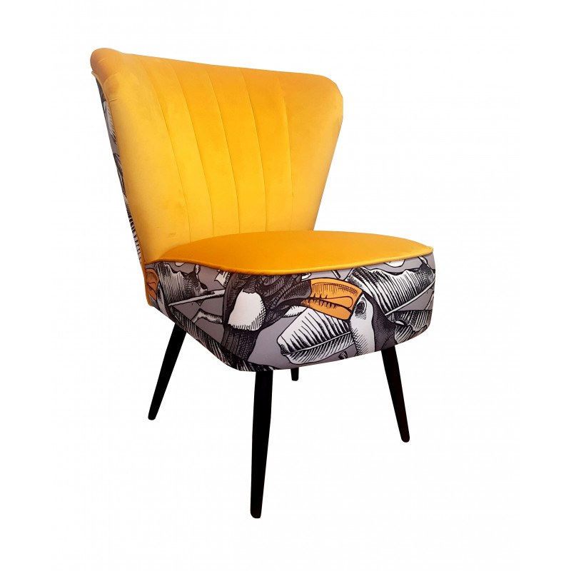 Fotel PRL nogi czarne Wzór