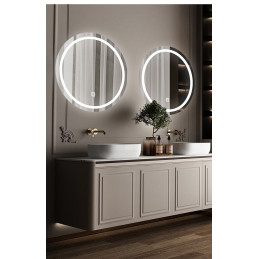 LUSTRO OKRĄGŁE LED FI70  cm WŁĄCZNIK DOTYKOWY PIASKOWANE ŁAZIENKOWE Z PODŚWIETLENIEM