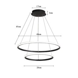 Lampa sufitowa LED AT59-2KSL Black — 2 pierścienie