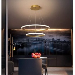 Modern gold LED pendant lamp with adjustable rings