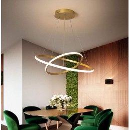 Modern gold LED pendant lamp with adjustable rings