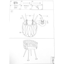 Krzesło ROSA plecione noga czarna MG06