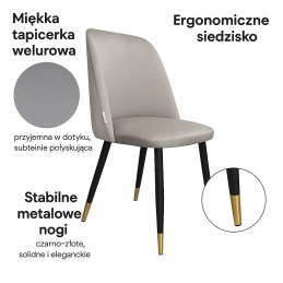 Krzesło welurowe GOYA  Nowoczesne krzesło do salonu, jadalni i kuchni