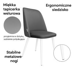 Krzesło welurowe GOYA  Nowoczesne krzesło do salonu, jadalni i kuchni