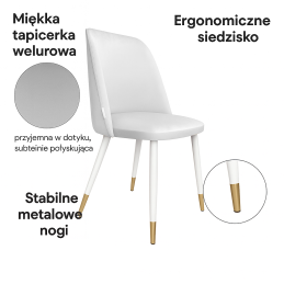 Krzesło welurowe GOYA  Nowoczesne krzesło do salonu, jadalni i kuchni