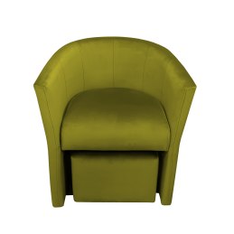 Fotel CLUB z podnóżkiem w tkaninie welur – turkusowy, elegancki fotel z podnóżkiem