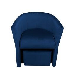 Fotel CLUB z podnóżkiem w tkaninie welur – turkusowy, elegancki fotel z podnóżkiem