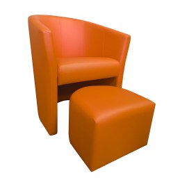 Fotel Club z podnóżkiem tkanina Eko skóra