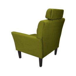 Fotel DENVER - welur, drewniane nogi, regulowany zagłówek