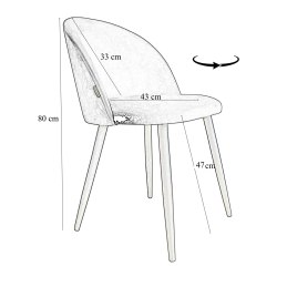 Krzesło Colin tkanina Welur noga metalowa