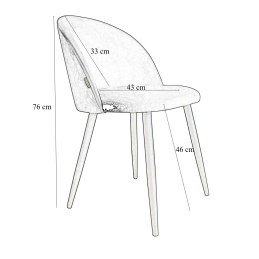 Krzesło Colin tkanina Welur noga metalowa