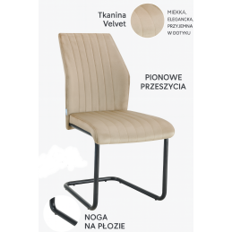 IVO Chair Modern Velvet Fabric Black Metal Frame Seat