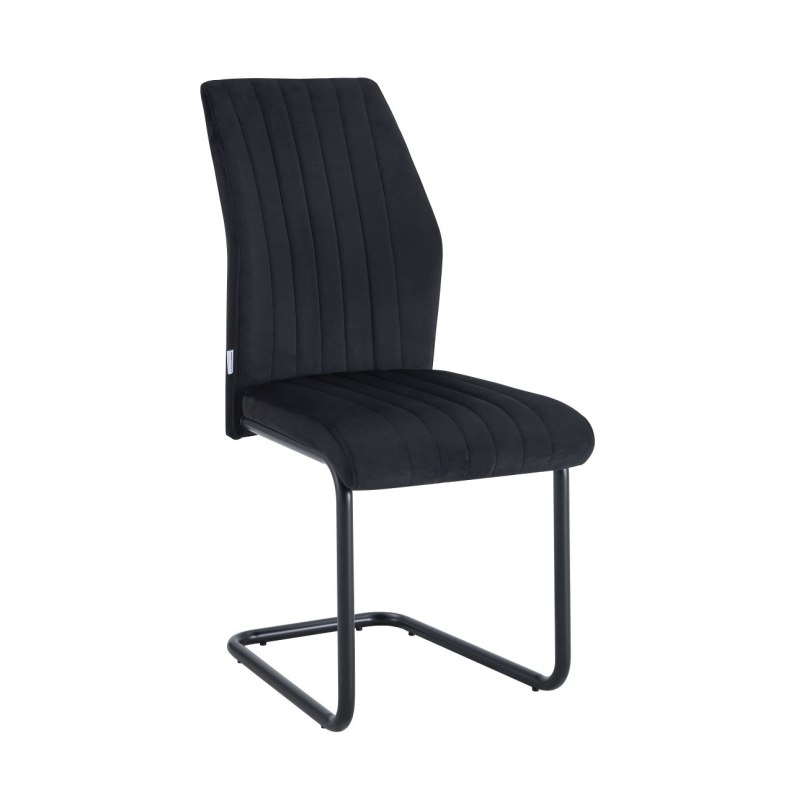 IVO Chair Modern Velvet Fabric Black Metal Frame Seat