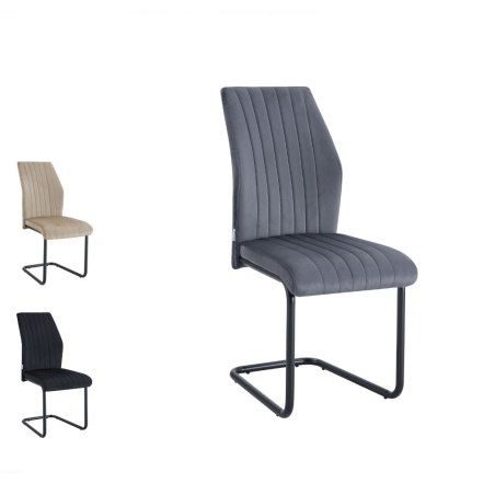 IVO Chair Modern Velvet Fabric Black Metal Frame Seat