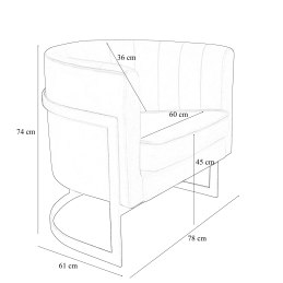 Fotel Glamour tkanina Welur podstawa metalowa