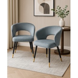 Krzesło tapicerowane AURA BL06 – welur, czarne nogi ze złotem