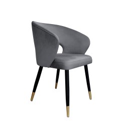 Krzesło AURA welurowe BL14 – szare, czarna noga ze złotem