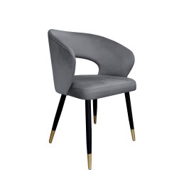 Krzesło AURA welurowe BL14 – szare, czarna noga ze złotem
