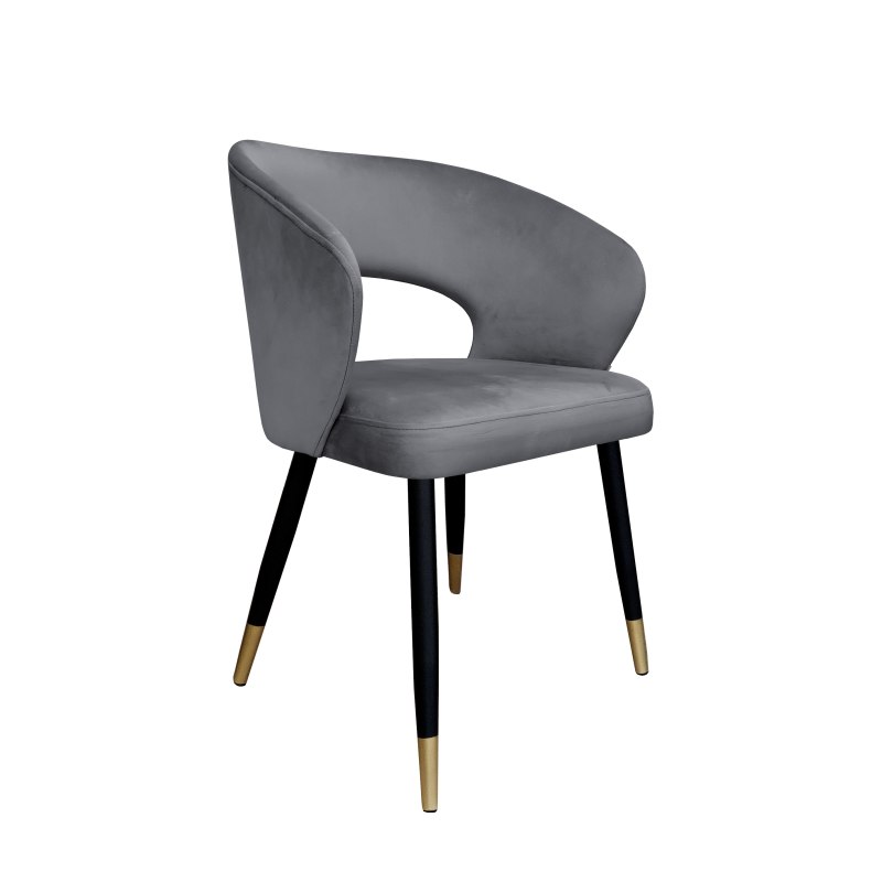 Krzesło AURA welurowe BL14 – szare, czarna noga ze złotem