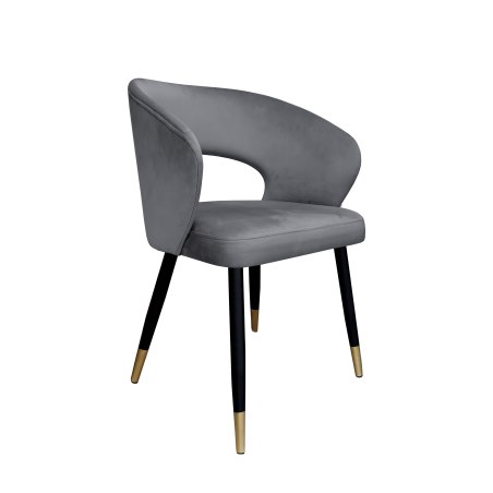 Krzesło AURA welurowe BL14 – szare, czarna noga ze złotem