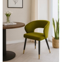 Krzesło AURA welurowe BL75 zielone na czarno-złotej nodze