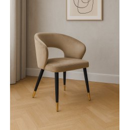 Krzesło AURA MG06 welur jasny brąz czarne nogi ze złotem