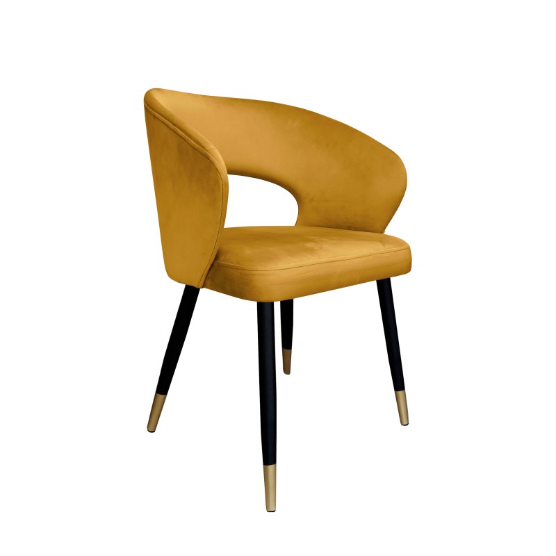 Krzesło AURA tapicerowane welurem MG15 miodowy, nogi czarno-złote