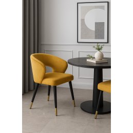 Krzesło AURA tapicerowane welurem MG15 miodowy, nogi czarno-złote