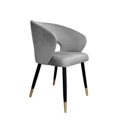 Krzesło AURA welurowe szare na czarno-złotej nodze