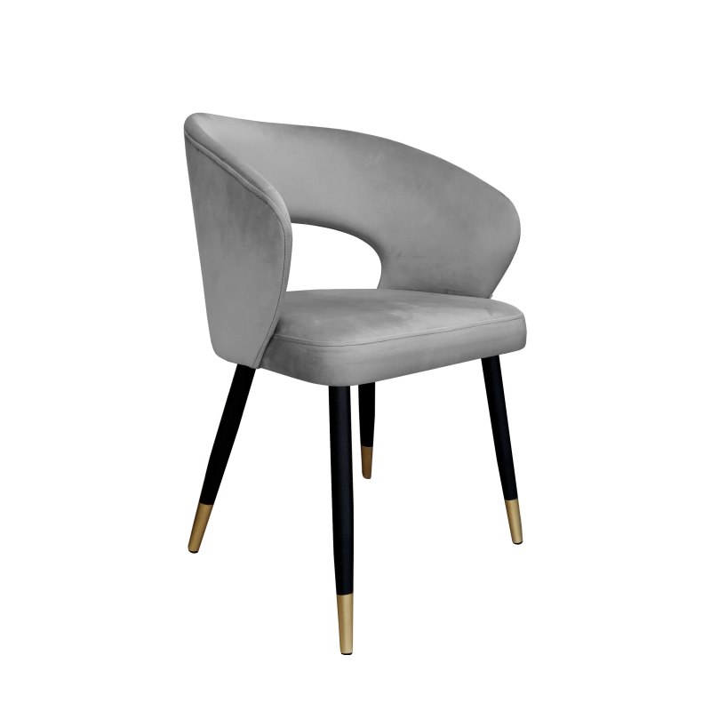 Krzesło AURA welurowe szare na czarno-złotej nodze
