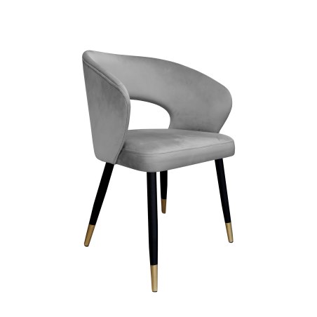 Krzesło AURA welurowe szare na czarno-złotej nodze