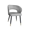 Krzesło AURA welurowe szare na czarno-złotej nodze