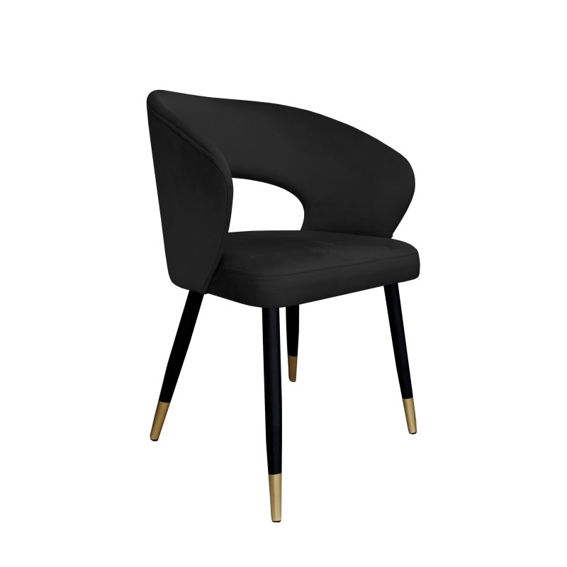 Krzesło AURA welur czarne na czarno-złotej nodze