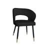 Krzesło AURA welur czarne na czarno-złotej nodze