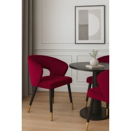 Krzesło AURA welurowe MG31 czerwone na czarno-złotej nodze