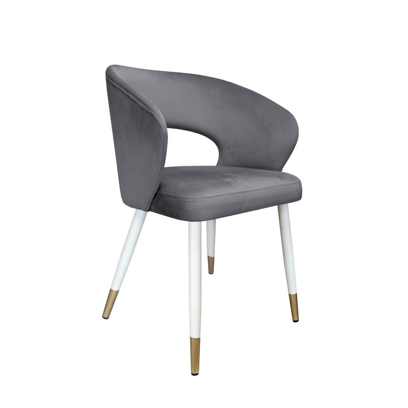 Krzesło tapicerowane AURA na biało złotej nodze BL14 do jadalni salonu