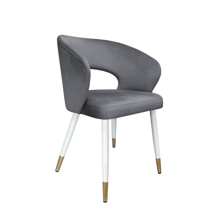 Krzesło tapicerowane AURA na biało złotej nodze BL14 do jadalni salonu