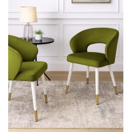 Krzesło tapicerowane AURA na biało złotej nodze BL75 do jadalni salonu