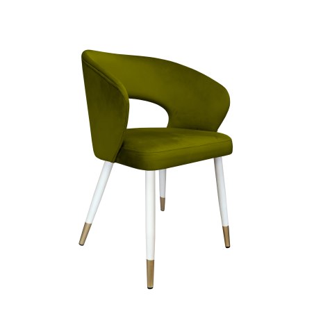 Krzesło tapicerowane AURA na biało złotej nodze BL75 do jadalni salonu