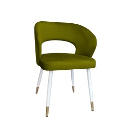 Krzesło tapicerowane AURA na biało złotej nodze BL75 do jadalni salonu