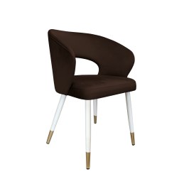 Krzesło tapicerowane AURA na biało złotej nodze MG05 do jadalni salonu