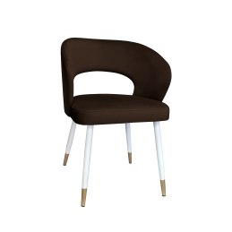 Krzesło tapicerowane AURA na biało złotej nodze MG05 do jadalni salonu