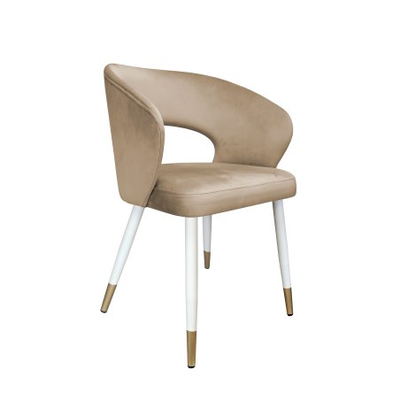 Krzesło tapicerowane AURA na biało złotej nodze MG06 do jadalni salonu