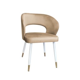 Krzesło tapicerowane AURA na biało złotej nodze MG06 do jadalni salonu