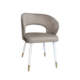 Krzesło tapicerowane AURA na biało złotej nodze MG09 do jadalni salonu