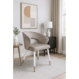 Krzesło tapicerowane AURA na biało złotej nodze MG09 do jadalni salonu