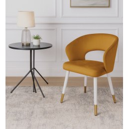 Krzesło AURA tapicerowane MG15 miodowy, nogi biało-złote