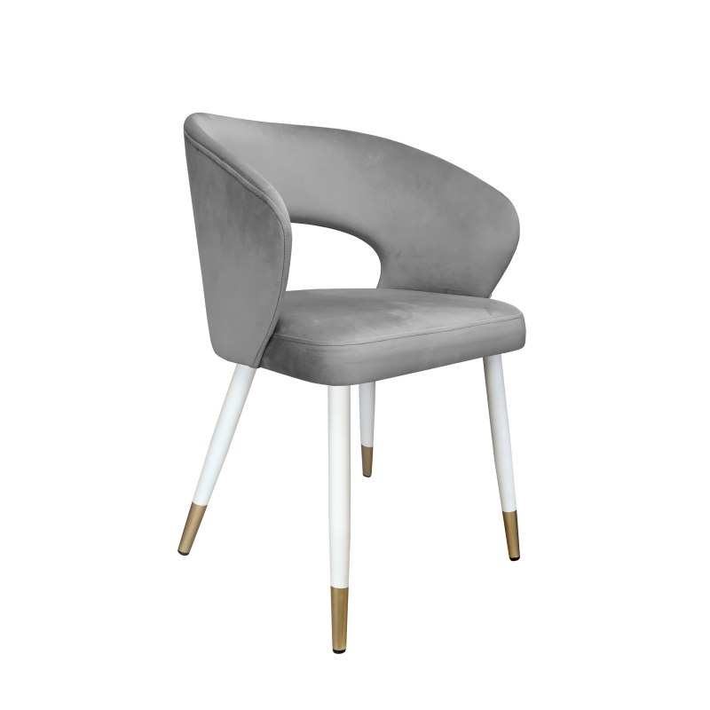 Krzesło tapicerowane AURA na biało złotej nodze MG17 do jadalni salonu