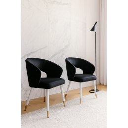 Krzesło tapicerowane AURA na biało złotej nodze MG19 do jadalni salonu